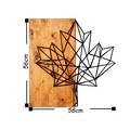 Decoratiune de perete, Leaf, 50% lemn/50% metal, Dimensiune: 56 x 58 cm, Nuc / Negru