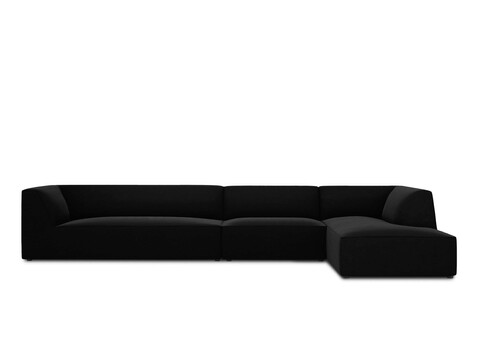 Coltar dreapta 5 locuri, Ruby, Micadoni Home, BL, 366x180x69 cm, catifea, negru