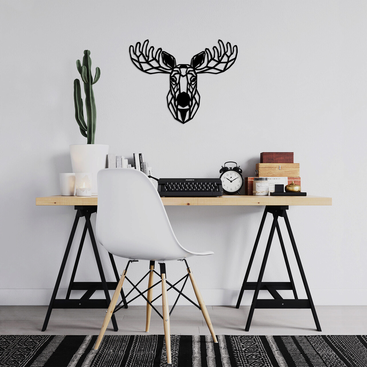 Decoratiune de perete, Moose, Metal, Dimensiune: 70 x 54 cm, Negru - 1 | YEO