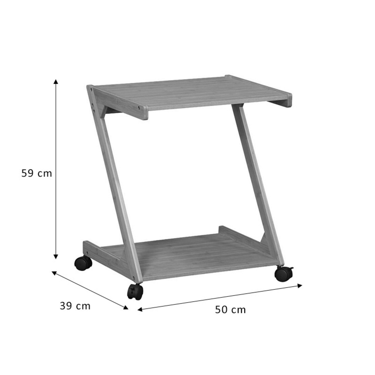 Masuta cu roti Fit, Pakoworld, 50x39x59 cm, MDF/PAL, natural