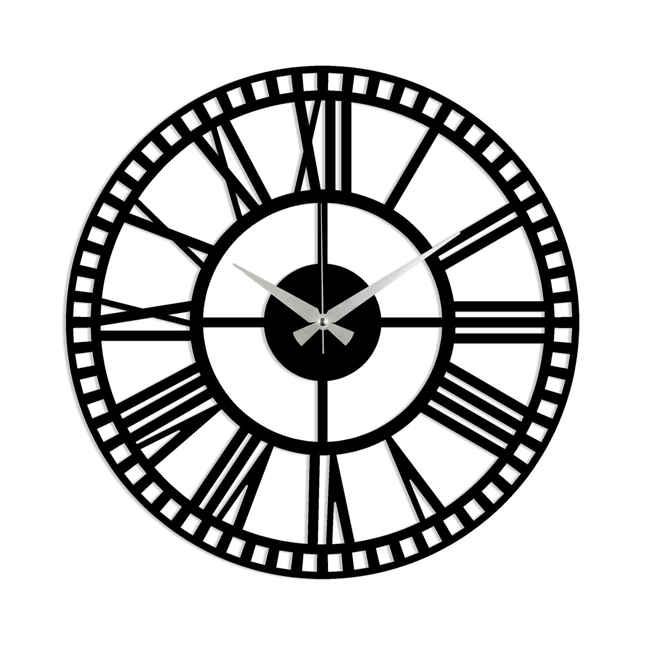 Ceas de perete, Metal Wall Clock 10, Metal, Dimensiune: 48 x 48 cm, Negru - 1 | YEO