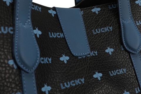 Geanta, Lucky Bees, 346 Dark Blue Black, piele ecologica, bleumarin/negru