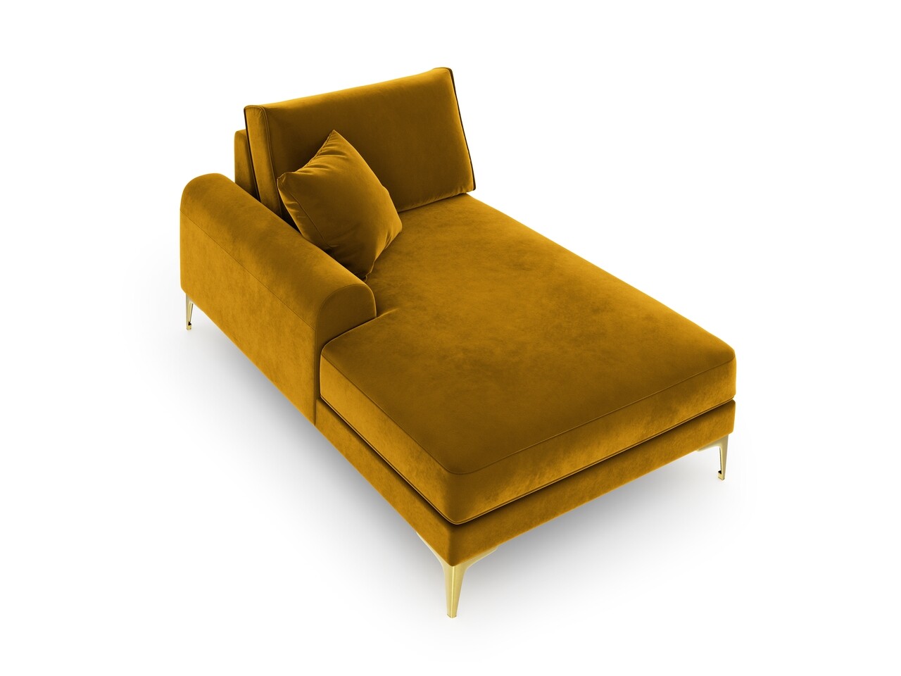 Sezlong living stanga, Madara, Mazzini Sofas, gold legs, 102x182x90 cm, catifea, galben - 1 | YEO