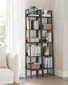 Corp biblioteca Ladder, Vasagle, 33.8 x 30 x 170 cm, PAL/otel, negru