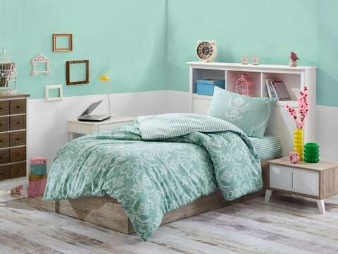 Lenjerie de pat pentru o persoana, Eponj Home, Pure 143EPJ01654, 2 piese, amestec bumbac, multicolor