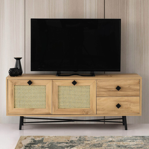 Comoda TV, Kalune Design, Hapsiyas 140, 140x60x40cm, Stejar / Negru