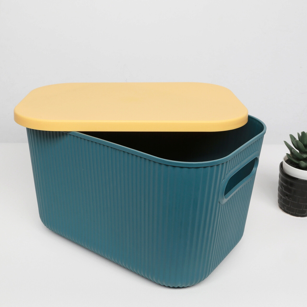 Organizator de birou, ORG, 25x17x15 cm, Plastic, Verde galben