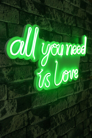 Decoratiune luminoasa LED, All You Need is Love, Benzi flexibile de neon, DC 12 V, Verde