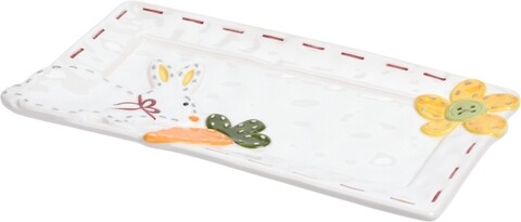 Platou pentru sevire Rabbit Dotted Line, 25x14 cm, dolomit, multicolor