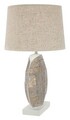 Lampa de masa Eclips, Mauro Ferretti, 1x E27, 40W, 38x68 cm, polirasina/fier/textil, auriu/alb