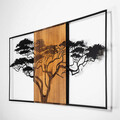 Decoratiune de perete, Acacia Tree, 50% lemn/50% metal, Dimensiune: 147 x 3 x 70 cm, Nuc negru