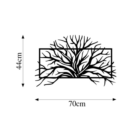 Decoratiune de perete, Tree 4, Metal, Dimensiune: 70 x 44 cm, Negru