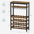 Dulap pentru sticle de vin Vasagle, 24 sticle, 66 x 30 x 100 cm, MDF/bambus/otel, maro rustic