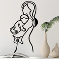 Decoratiune de perete, Mother And Baby, Metal, 70 x 39 cm, Negru