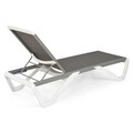 Set mobilier pentru gradina/terasa, 2 sezlonguri si masuta Yati, 170x69x31 cm/46.5x46.5x40 cm, aluminiu/polipropilena, alb/gri