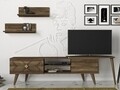 Comoda TV cu rafturi de perete Paros, Talon, 190 x 50.5 cm/60 x 14.5 cm, walnut