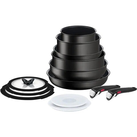 Set 13 piese pentru gatit, Tefal, Ingenio Unlimited, aluminiu, negru