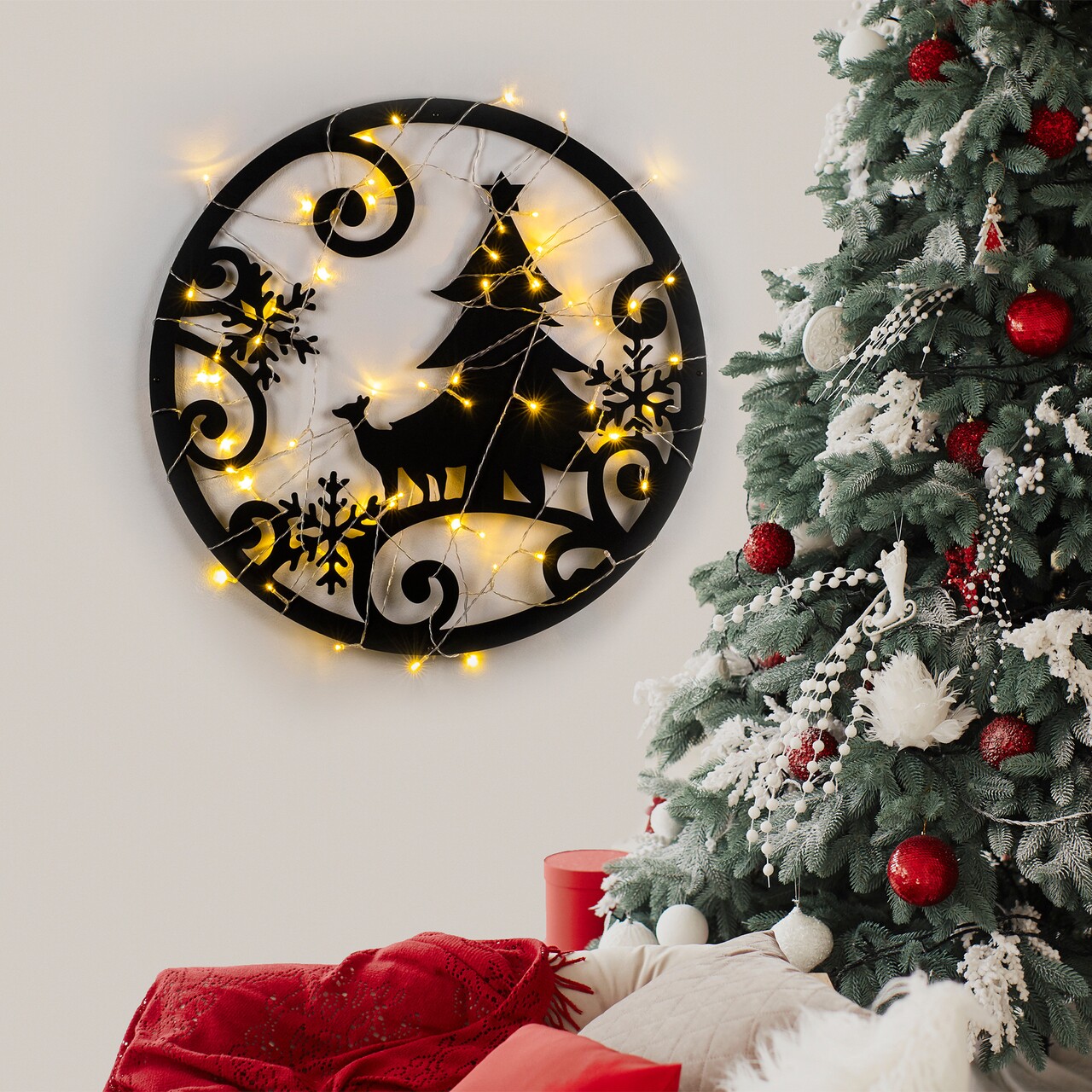 Decoratiune de luminoasa XMASBLACK-027, Tanelorn, 60x60 cm, metal, negru - 1 | YEO