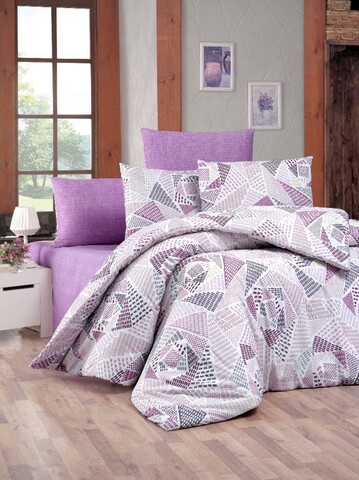 Set lenjerie de pat pentru o persoana Single XL (DE), 2 piese, Montana - Lilac, Victoria, 65% bumbac/35% poliester