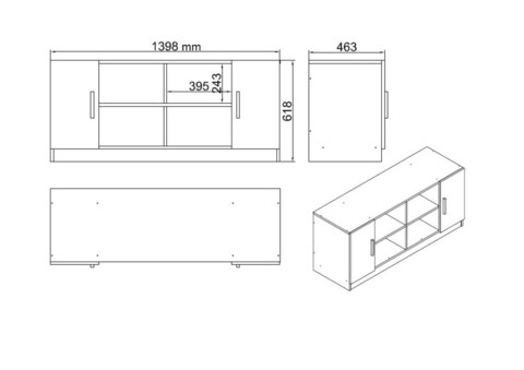 Set mobilier pentru camera de studiu, 4 piese, Locelso, VO13 - BA, pal melaminat, maro/antracit