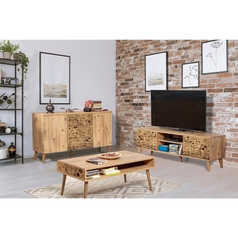 Set mobilier living 3 piese, comoda, comoda tv si masuta, Motto 731, Vella, atlantic pine