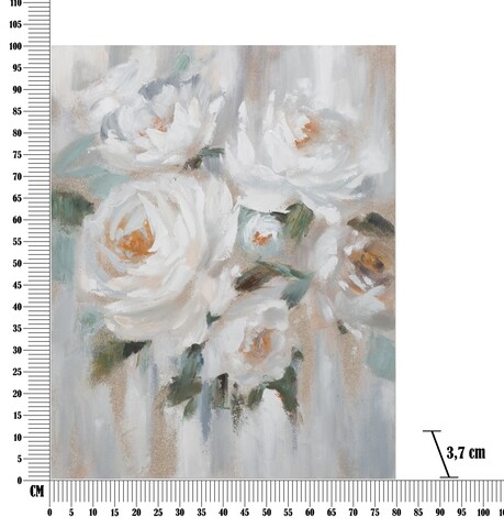 Tablou decorativ Crem Flower , Mauro Ferretti, 80x100 cm, canvas pictat manual, multicolor