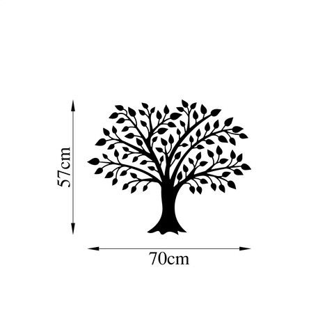 Decoratiune de perete, Tree, Metal, Dimensiune: 70 x 57 cm, Negru