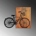 Decoratiune de perete, Historical Floral Bike, Lemn/metal, Dimensiune: 88 x 70 cm, Nuc / Negru