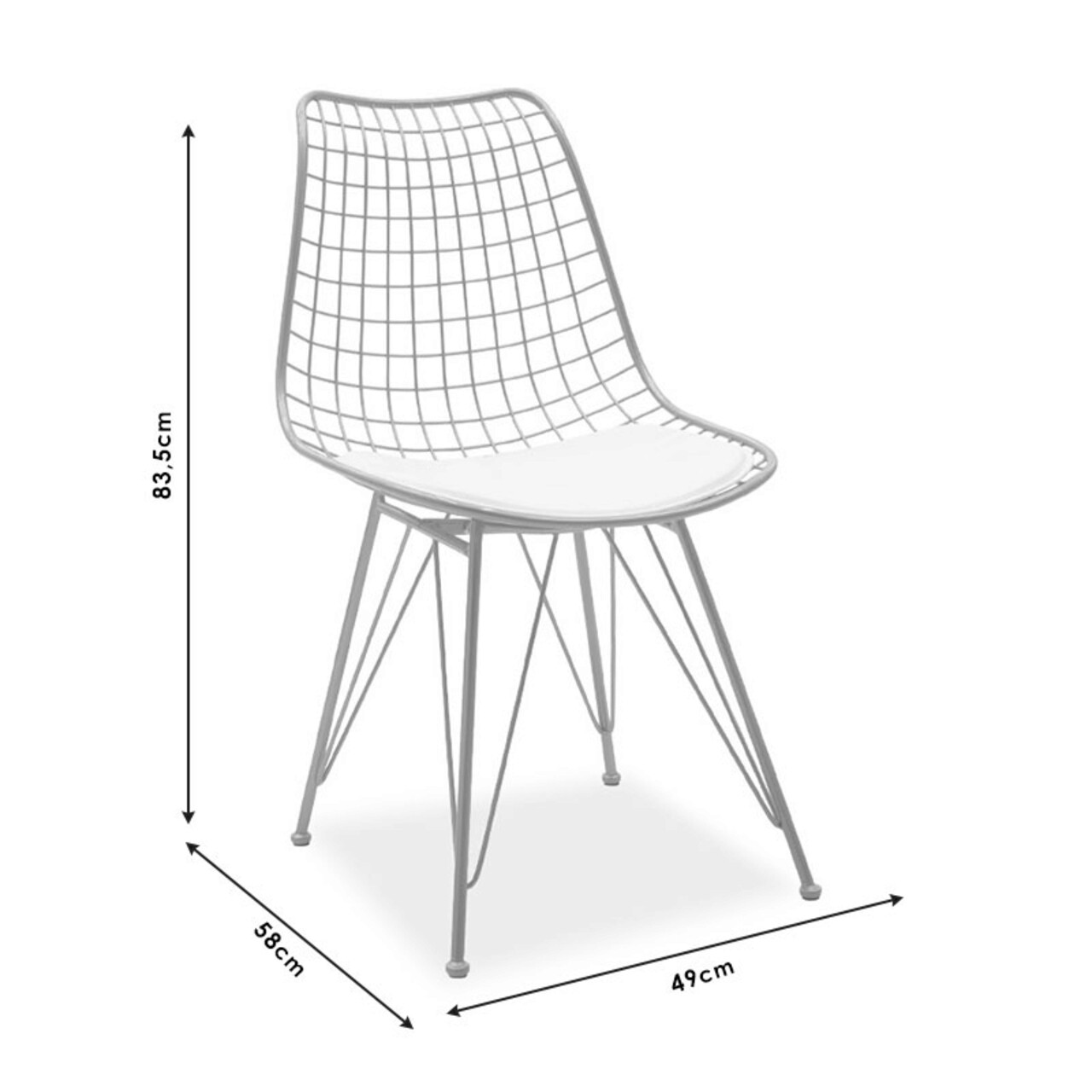 Scaun Taj, Pakoworld, 49x58x88.5 cm, metal/PVC, negru