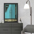 Tablou decorativ, London 2 (40 x 55), MDF , Polistiren, Turcoaz/Negru