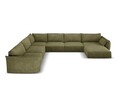 Coltar panoramic stanga 8 locuri, Kaelle, Micadoni Home, BL, 384x284x85 cm, poliester chenille, verde