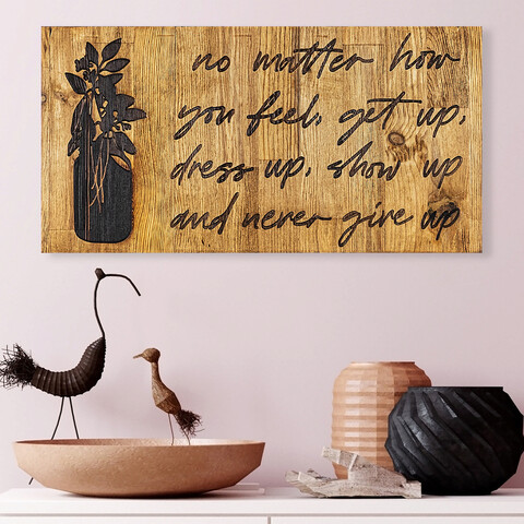 Decoratiune de perete, No Matter How You Feel, Lemn, Dimensiune: 30 x 3 x 58 cm, Nuc / Negru