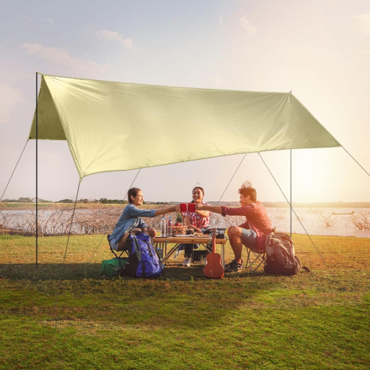 Prelata camping Heinner, 300x500 cm, poliester, verde - 1 | YEO