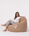 Fotoliu puf, Bean Bag, Ferndale Premium XXL, 115 x 130 cm, poliester impermeabil, bej nurca