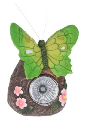 Lampa solara de gradina Butterfly, 9.5x7x11 cm, poliston, verde