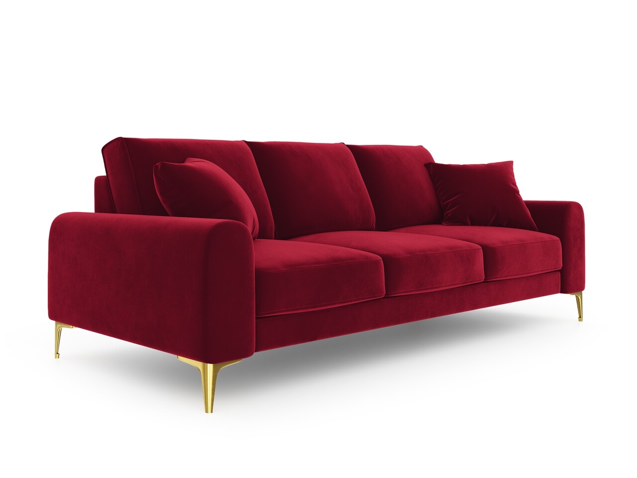 Canapea, Madara, Mazzini Sofas, 4 locuri, gold legs, 237x102x90 cm, catifea, rosu vin