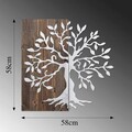 Decoratiune de perete, Tree, 50% lemn/50% metal, Dimensiune: 58 x 58 cm, Nuc / Argint