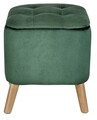 Taburet cu spatiu de depozitare ascuns, Wenko, Velvet, 2 in 1, 36.5 x 36 x 41 cm, lemn/poliester, verde