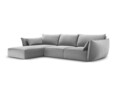 Coltar stanga 4 locuri, Kaelle, Micadoni Home, BL, 308x171x85 cm, catifea, gri