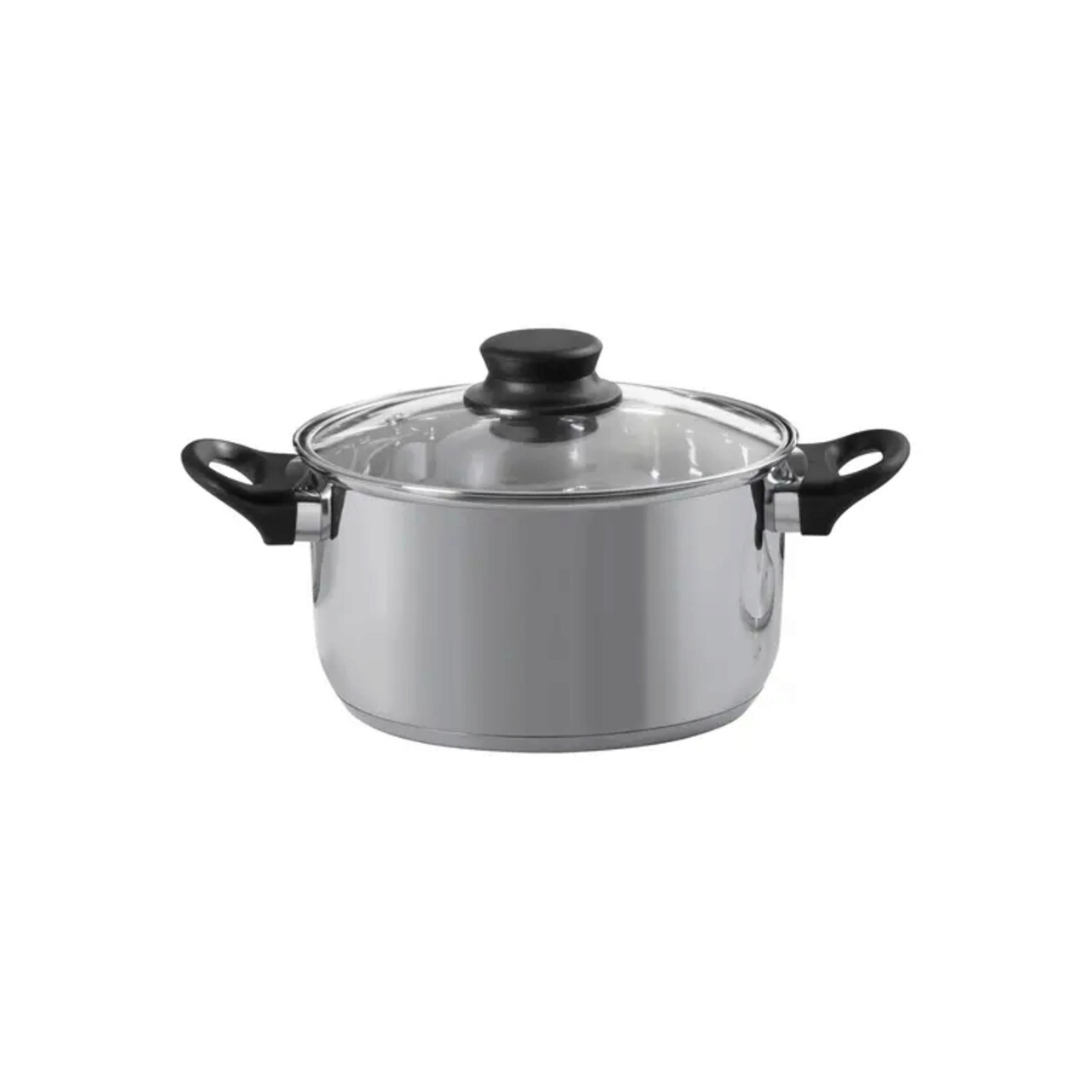 Oala cu capac Lima, Domotti, Ø18 cm, 2.5 L, inox/sticla, argintiu