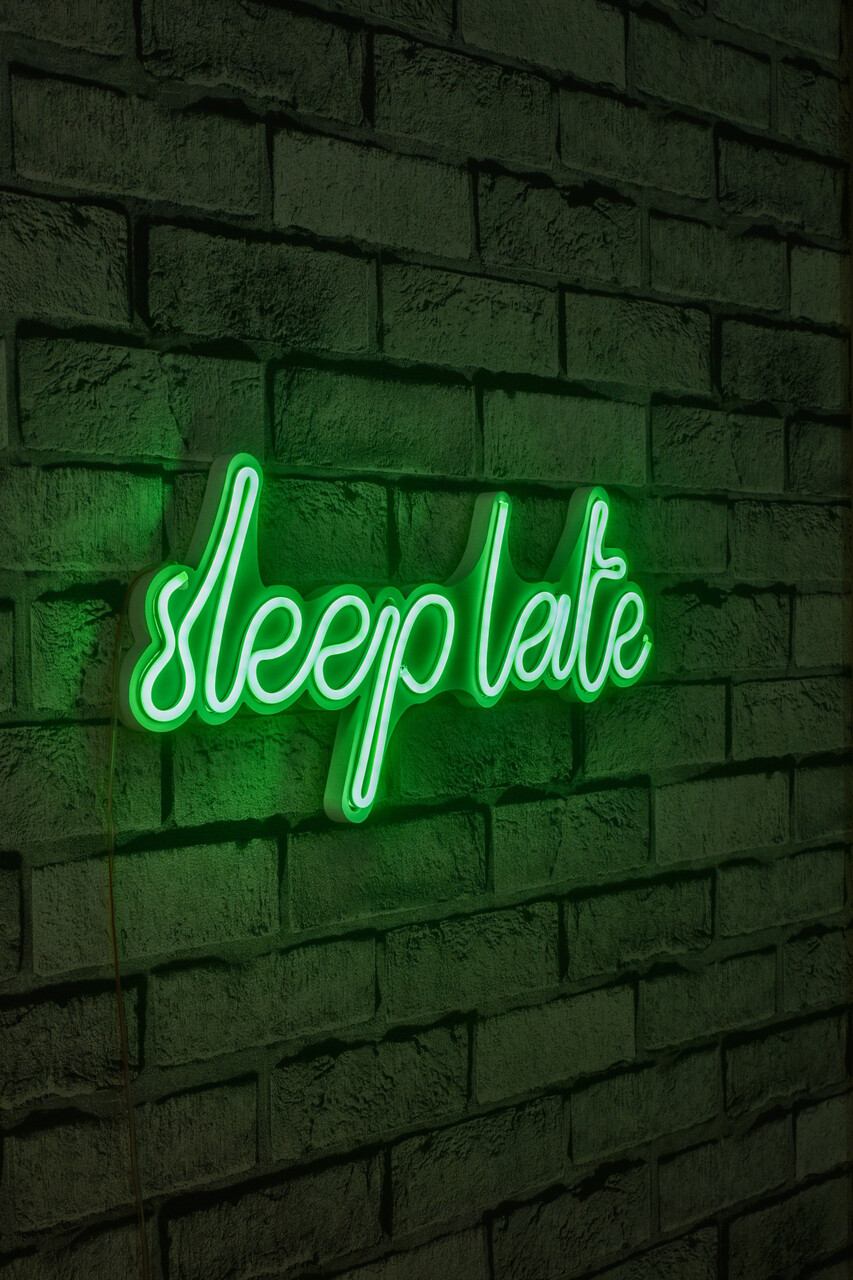 Decoratiune luminoasa LED, Sleep Late, Benzi flexibile de neon, DC 12 V, Verde