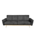 Canapea extensibila Samtige, Homla, 212x84x86.5 cm, lemn/catifea din poliester, negru