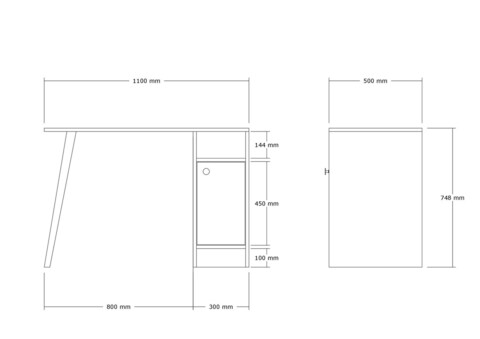 Birou, Asse Home, Calvin, 110x74x50 cm, Nuc / Stejar