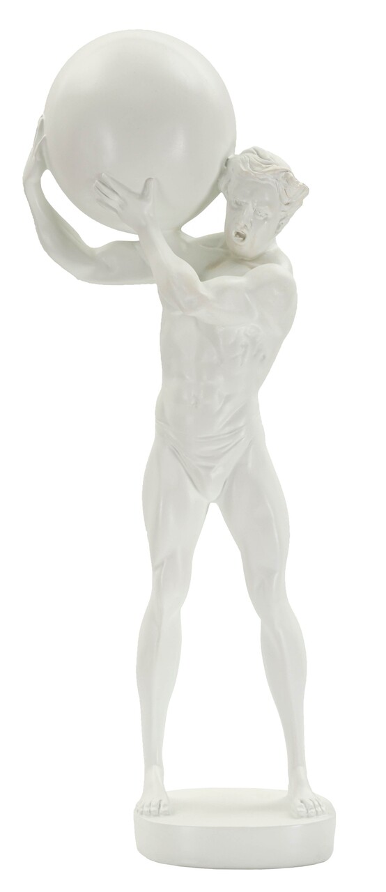 Statueta / figurina decorativa Atlas, Mauro Ferretti, 18x12.5x50 cm, polirasina, alb