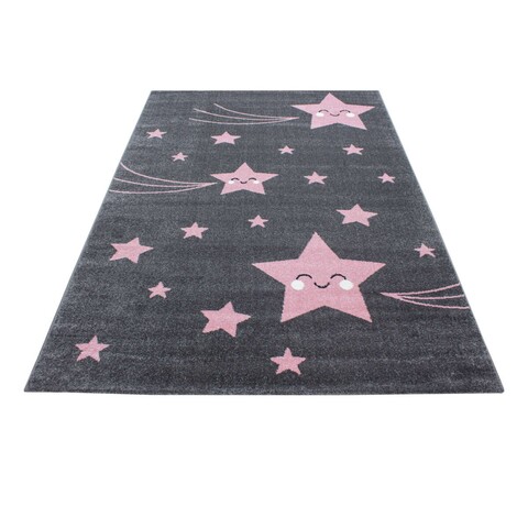 Covor copii Eugene Stars, Decorino, 120x170 cm, polipropilena, roz