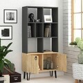 Corp biblioteca, Decortie, Bene, 80x166x30 cm, Antracit / Stejar