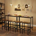 Set masa de bar si 2 scaune Vasagle, 100 x 40 x 90 cm / 30 x 40 x 65 cm, PAL/otel, maro rustic