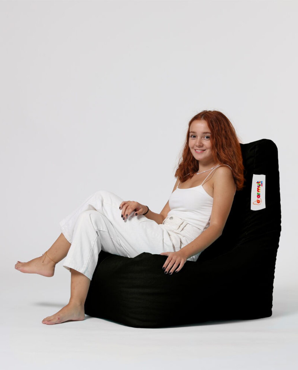 Fotoliu puf, Bean Bag Ferndale, Diamond, 60 x 90 cm, poliester impermeabil, negru - 1 | YEO