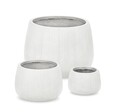 Set ghivece pentru exterior 3 piese Ribbed, Bizzotto, Ø50 x 36 cm, fibra de sticla si argila, alb