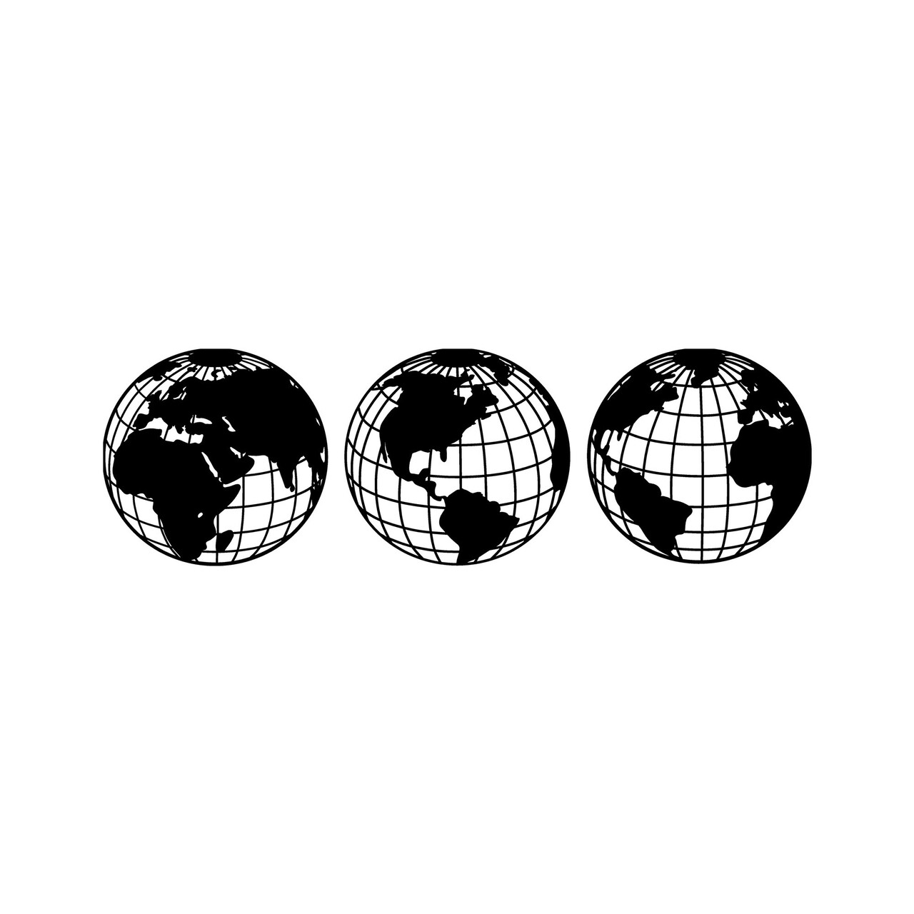 Decoratiune de perete, World Map Metal Decor 3, Metal, Dimensiune: 42 x 41 cm, Negru - 1 | YEO